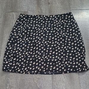 Pink Lily Black Floral Mini Skirt